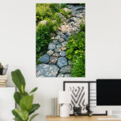 静かな森を通る庭石の通路 ポスター (ホームオフィス)