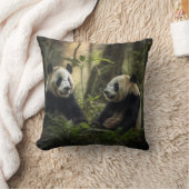 静かな森：パンダペア クッション (ブランケット)