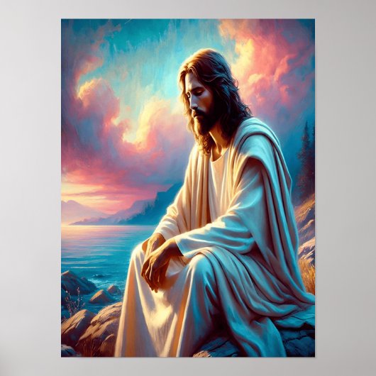 静かな水のそばでイエスが熟考 ポスター (正面)