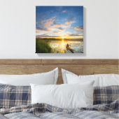 静かな水の上に海のカヤックをパドリング男性のカヤーカー キャンバスプリント (インサイチュ (寝室))