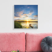 静かな水の上に海のカヤックをパドリング男性のカヤーカー キャンバスプリント (インサイチュ (リビング))