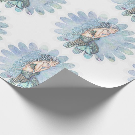 静かな水の人魚の母と赤ちゃんのベビーシャワー ラッピングペーパー (角)