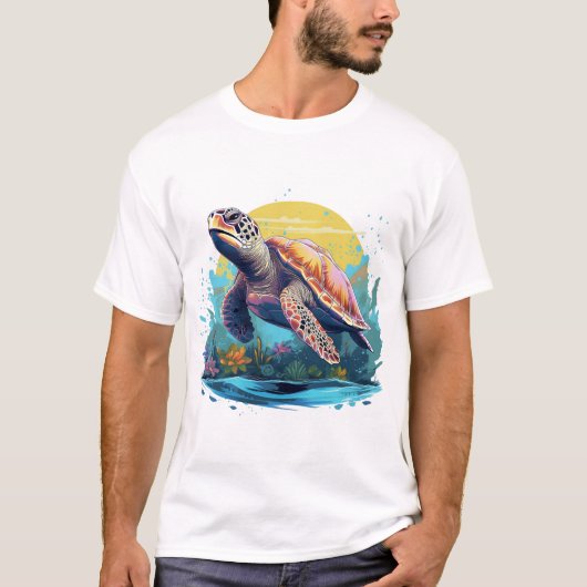 静かな水中亀 Tシャツ (正面)