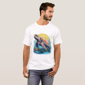 静かな水中亀 Tシャツ (正面フル)