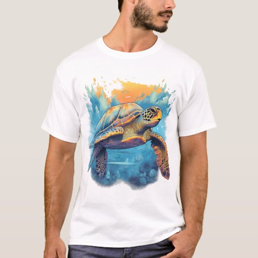 静かな水中亀  Tシャツ (正面)
