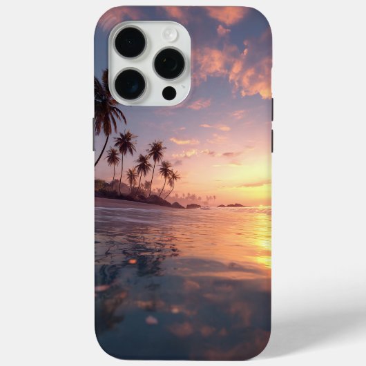 静かな水面に沈む美しい夕日 Case-Mate iPhoneケース (裏面)