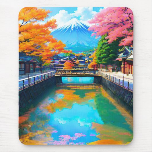 静かな水面: 富士山の反射 マウスパッド (正面)
