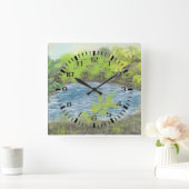 静かな池アクリル壁時計 スクエア壁時計 (ホーム)