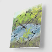 静かな池アクリル壁時計 スクエア壁時計 (傾斜)