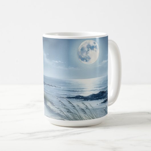 静かな海と月 コーヒーマグカップ (正面右)