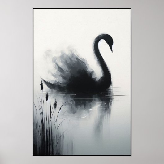 静かな海の中の穏やかな白鳥 ポスター (正面)