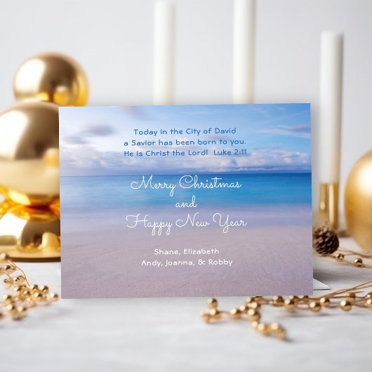 静かな海の聖書 クリスマスの宗教的な ポストカード