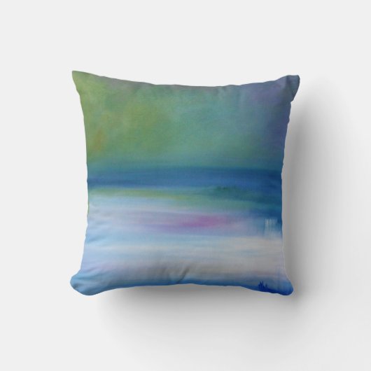 静かな海の青緑の抽象芸術の装飾用クッション クッション (正面)