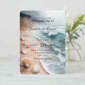 静かな海岸沿結婚いの背景 招待状 (スタンド正面)