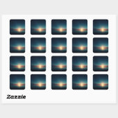 静かな海面に昇る太陽と星空 スクエアシール (シート)