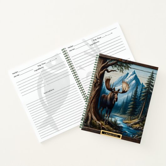 静かな渓流に包まれたムース ノートブック (内部)
