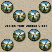 静かな湖に飛んでいるおけるカスタマイズ可能なマラード ラウンド壁時計