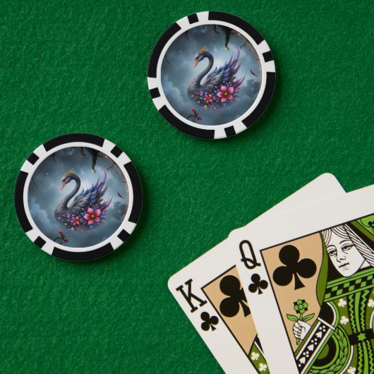 静かな湖の守護者、冠を戴く月の白鳥 ポーカーチップ (ポーカーテーブル (ダブル))