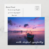 静かな湖の景色と船 哀悼 ポストカード (正面/裏面)