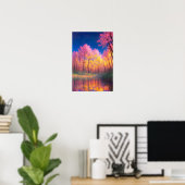 . .静かな湖を背の高い木に包まれた ポスター (ホームオフィス)