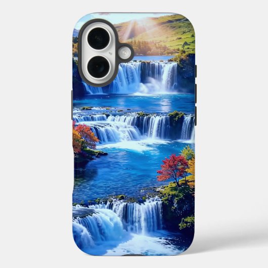 静かな滝の風景 iPhone 16 カバー (裏面)