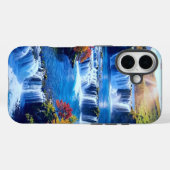 静かな滝の風景 iPhone 16 カバー (裏面 (横))