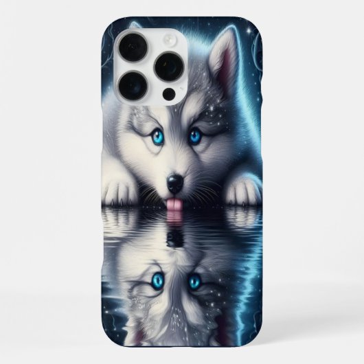 静かな狼の自然風景 iPhoneケース (裏面)