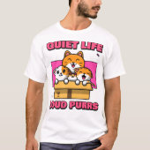静かな生活 大きな鳴き声 猫好き イントロバート Tシャツ (正面)
