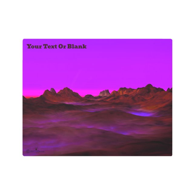 静かな砂漠夕べ メタルプリント (正面)