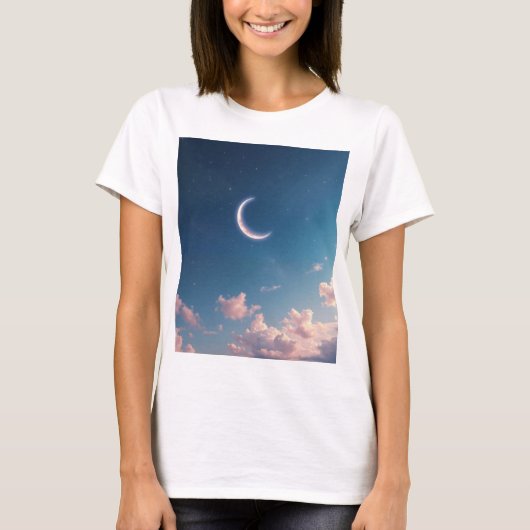 静かな美しい三日月 Tシャツ (正面)