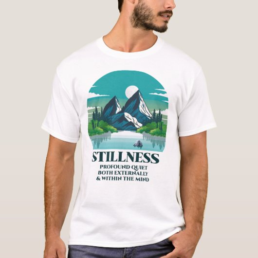 静かな自然、山、川 Tシャツ (正面)