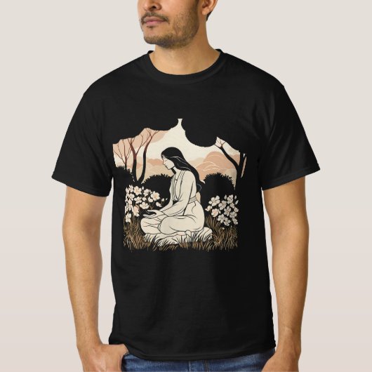 「静かな花開く」 Tシャツ (正面)