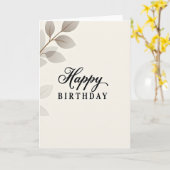 静かな葉の誕生日カード カード (黄色い花)