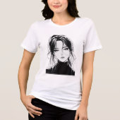 "静かな視線、語られない物語の世界。" トライブレンドTシャツ (正面)