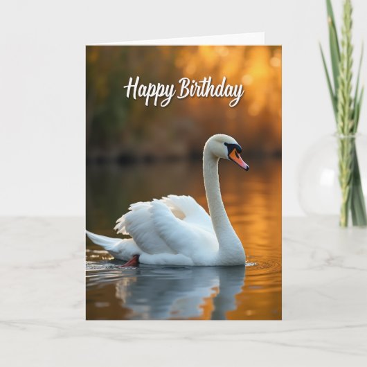 静かな誕生日の水鳥カード カード (正面)
