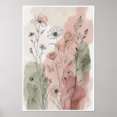 静かな野生の花の庭園 | 水彩の植物画 ポスター (正面)