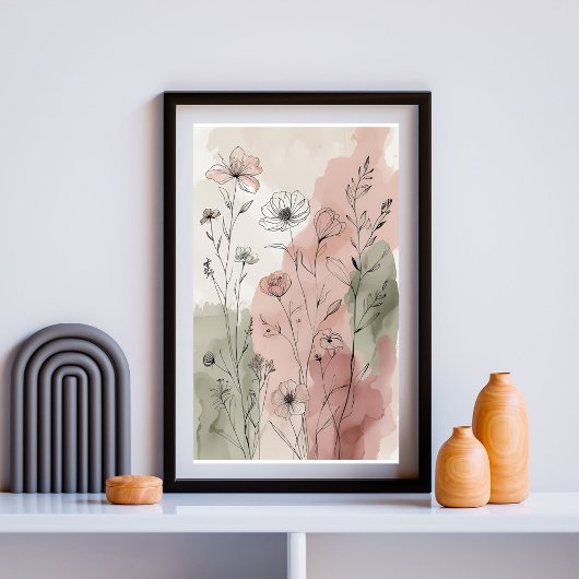 静かな野生の花の庭園 | 水彩の植物画 ポスター