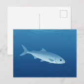 静かな銀の魚と青い海 ポストカード (正面/裏面)