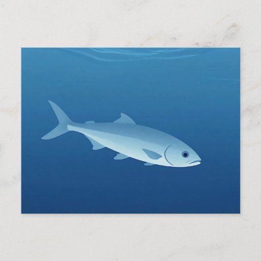 静かな銀の魚と青い海 ポストカード (正面)