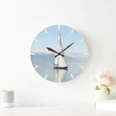 静かな鏡の海の湾 ラージ壁時計 (ホーム)