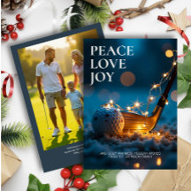 静かな雪の夜のゴルフクリスマスフォト