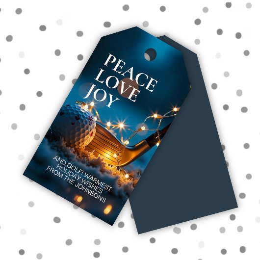 静かな雪の夜のゴルフクリスマス ギフトタグ