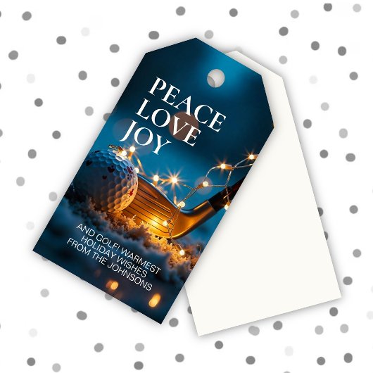 静かな雪の夜のゴルフクリスマス ギフトタグ