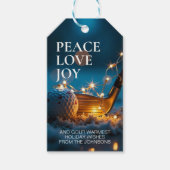 静かな雪の夜のゴルフクリスマス ギフトタグ (正面)