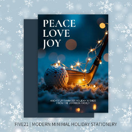 静かな雪の夜のゴルフクリスマス シーズンカード