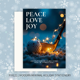 静かな雪の夜のゴルフクリスマス シーズンカード