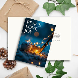 静かな雪の夜のゴルフクリスマス シーズンカード