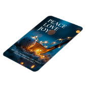 静かな雪の夜のゴルフクリスマス マグネット (左側)