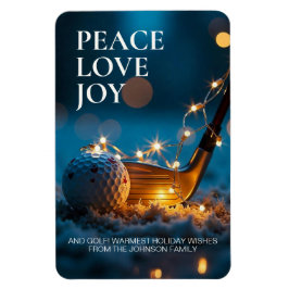 静かな雪の夜のゴルフクリスマス マグネット