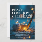 静かな雪の夜ゴルフクリスマスホリデーパーティー 招待状 (正面)